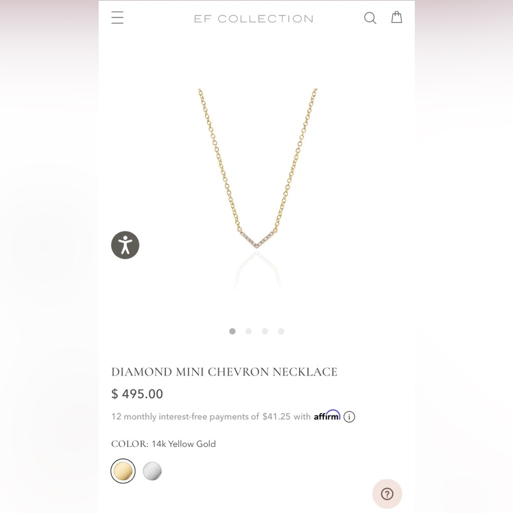 EF COLLECTION: DIAMOND MINI CHEVRON NECKLACE (14k gold)